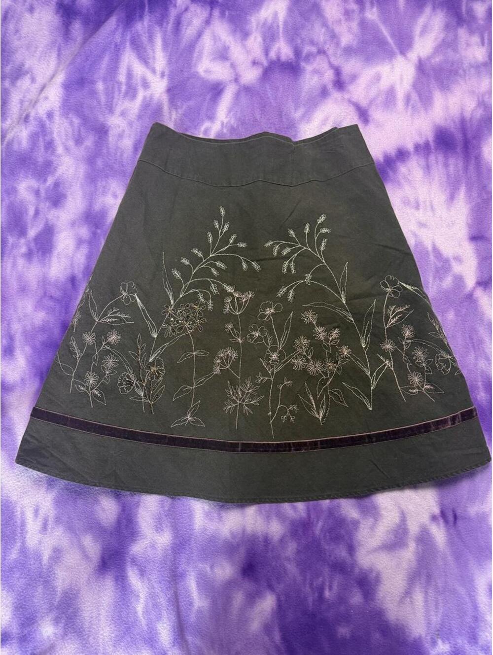 Axcess Floral embellished A line skirt grey and purple